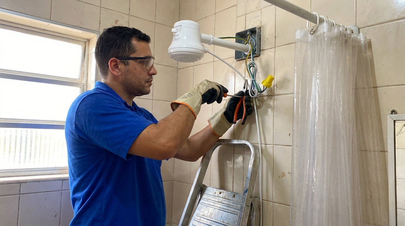 Instalacao de chuveiro eletrico residencial em Limeira‑SP