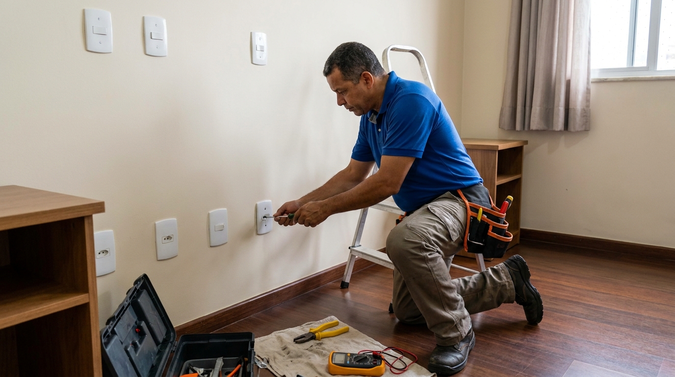 Instalacao de tomada e interruptor residencial em Limeira‑SP
