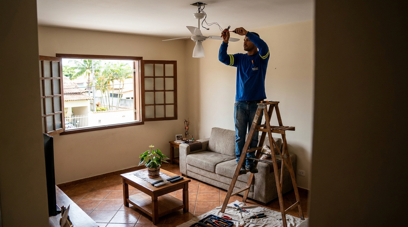 Instalacao de ventilador de teto profissional em Limeira‑SP